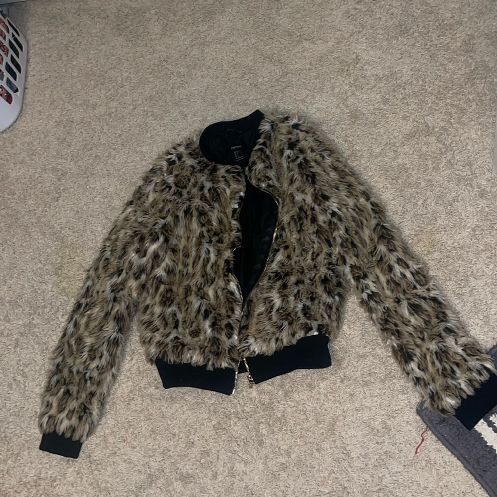Girls Forever 21 Leopard Print Coat